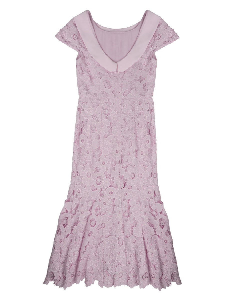 SELF-PORTRAIT - ABITO MIDI IN PIZZO CON SCHIENA SCOPERTA Pink
