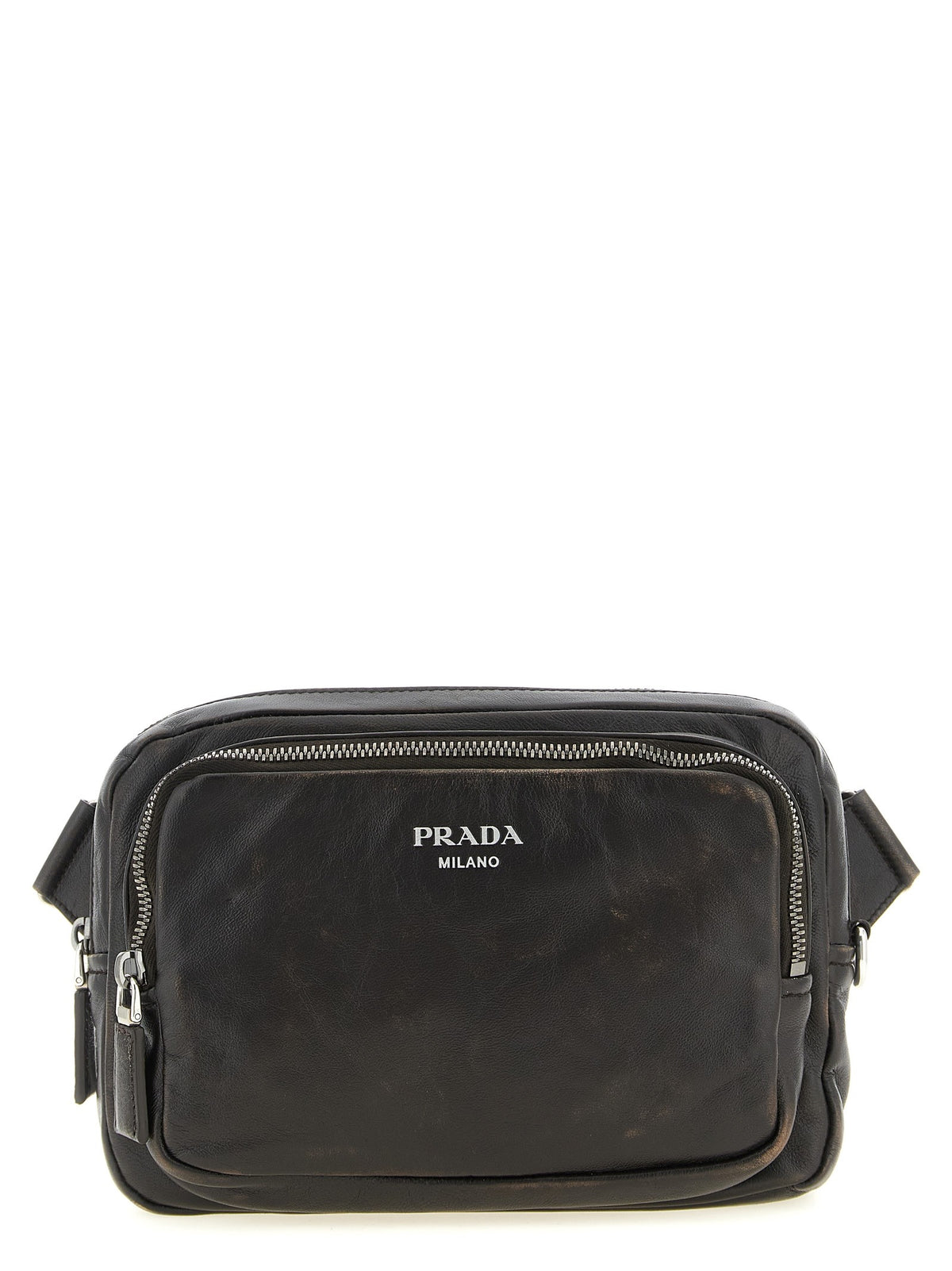 PRADA - Aged nappa leather crossbody bag Brown U