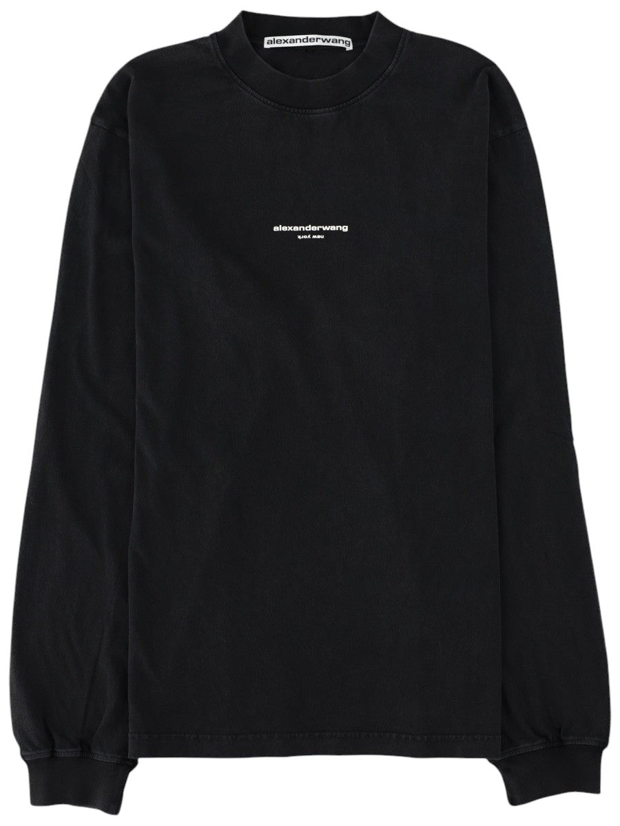 Alexander Wang - Logo Long Sleeve T-Shirt - Black alexander-wang-logo-long-sleeve-t-shirt-black-front-jpg