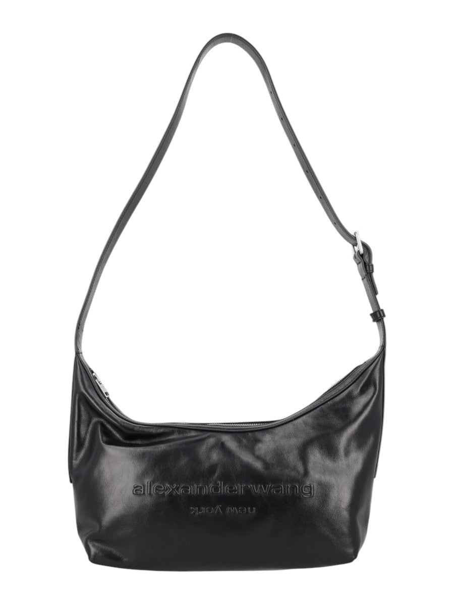 Alexander Wang - BORSA HOBO MEDIUM alexander-wang-medium-hobo-bag-black-logo-front-view-jpg