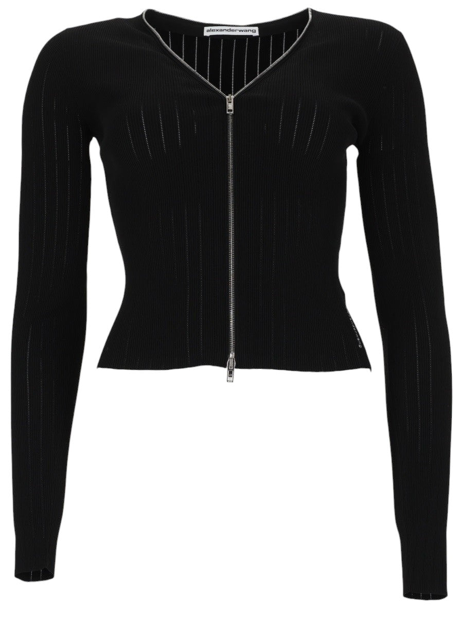 Alexander Wang - Pointelle Cardigan - Black alexander-wang-pointelle-cardigan-black-front-jpg