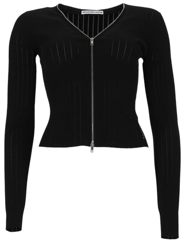Alexander Wang - Pointelle Cardigan - Black alexander-wang-pointelle-cardigan-black-front-jpg