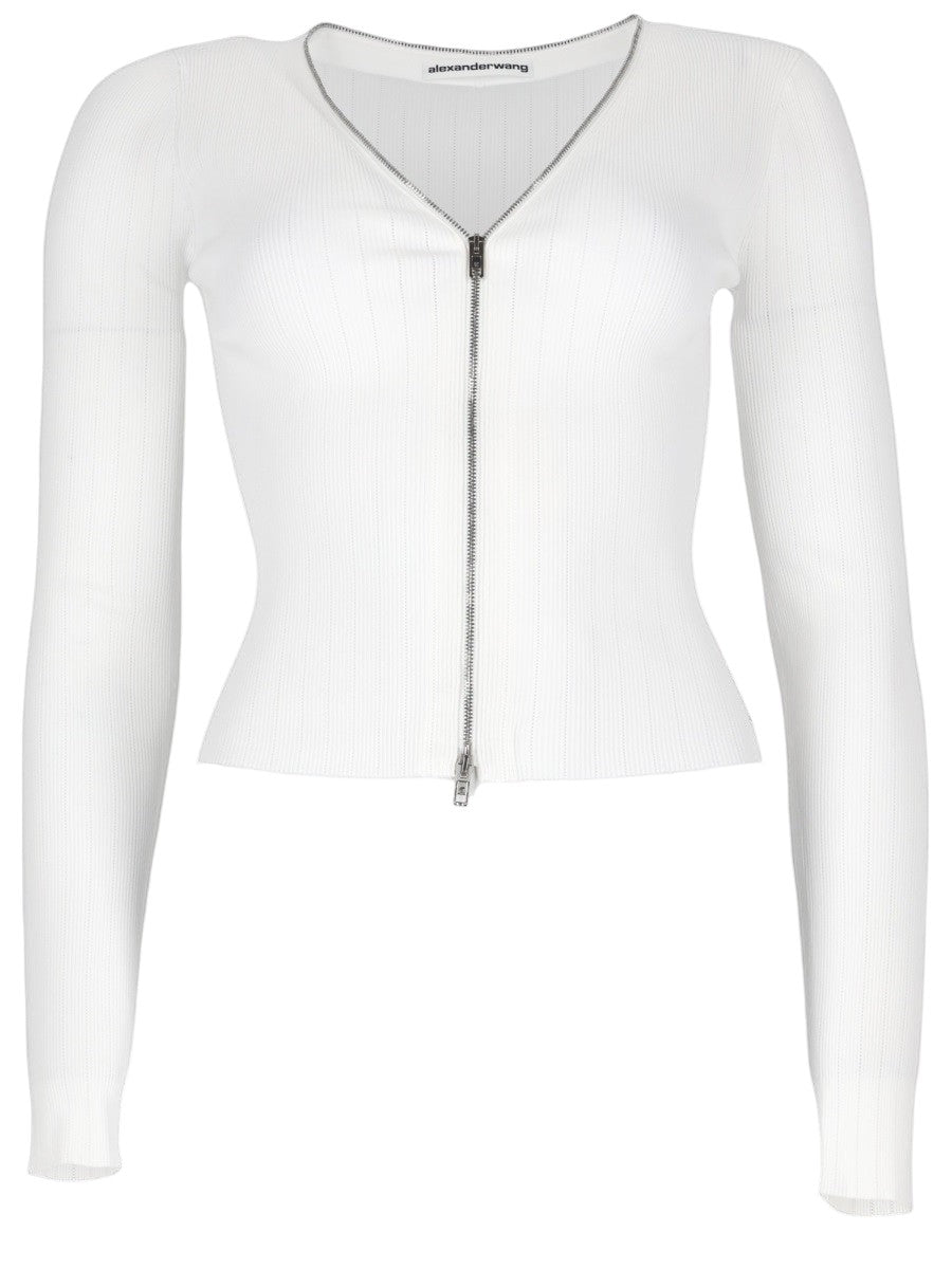 Alexander Wang - Pointelle Cardigan - White alexander-wang-pointelle-cardigan-white-front-jpg