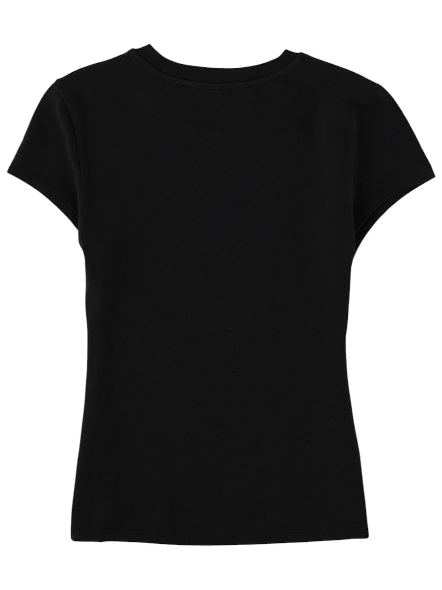 Back view of the Alexander Wang Slim Fit Logo T-Shirt in black, showing the clean fitted silhouette, short sleeves and plain cotton jersey finish.