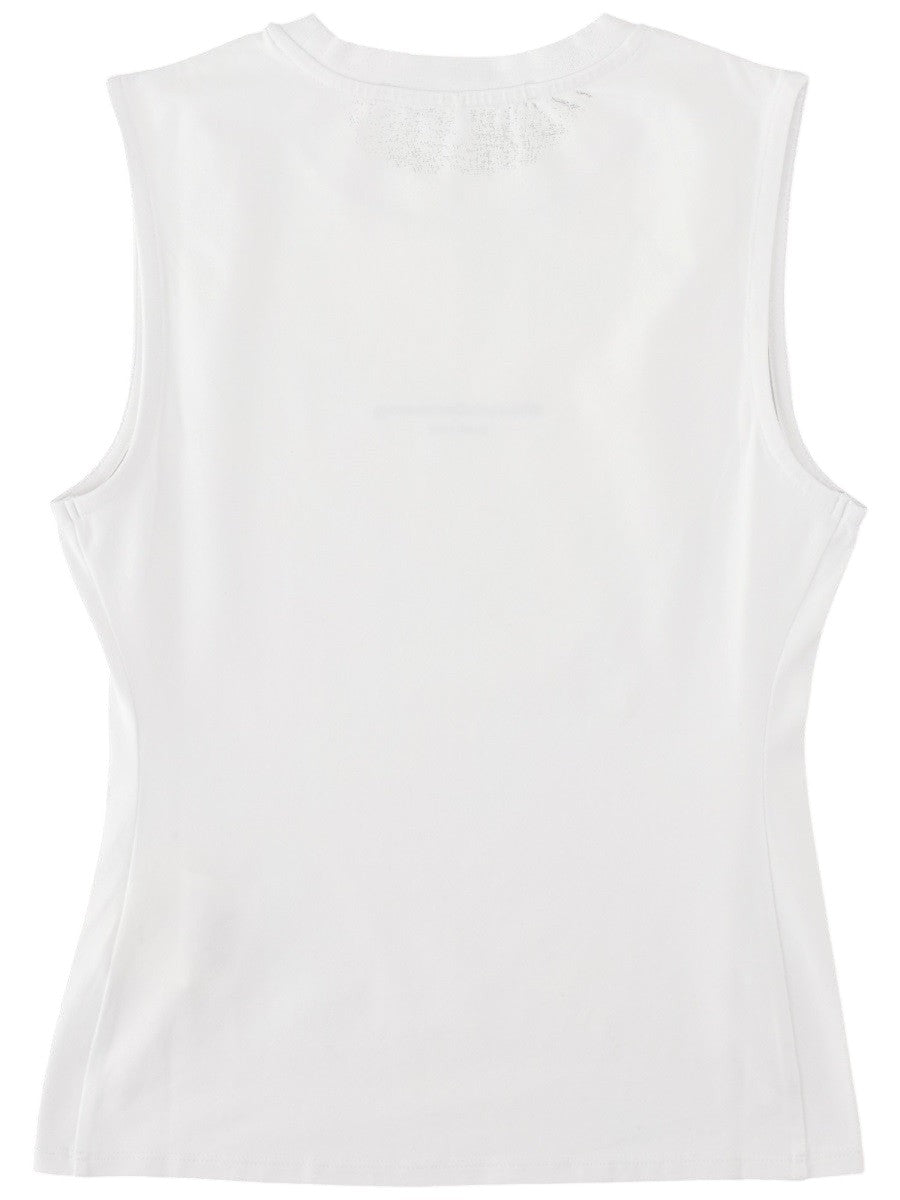 Back view of the Alexander Wang Stretch Cotton Tank Top in white, showing the sleeveless cut, clean rear panel and fitted cotton silhouette.