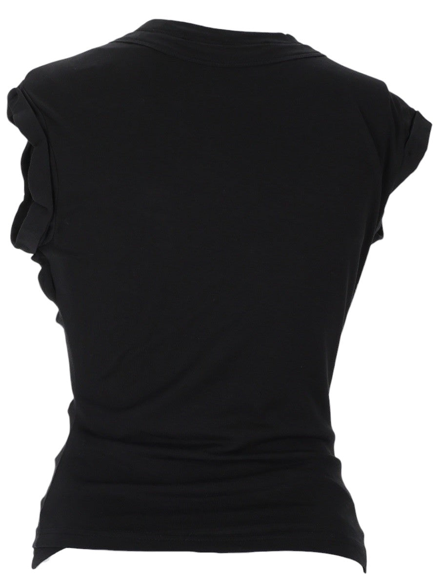 Back view of the Alexander Wang Twisted Top in black, showing the fitted silhouette, cap sleeves and clean rear finish.