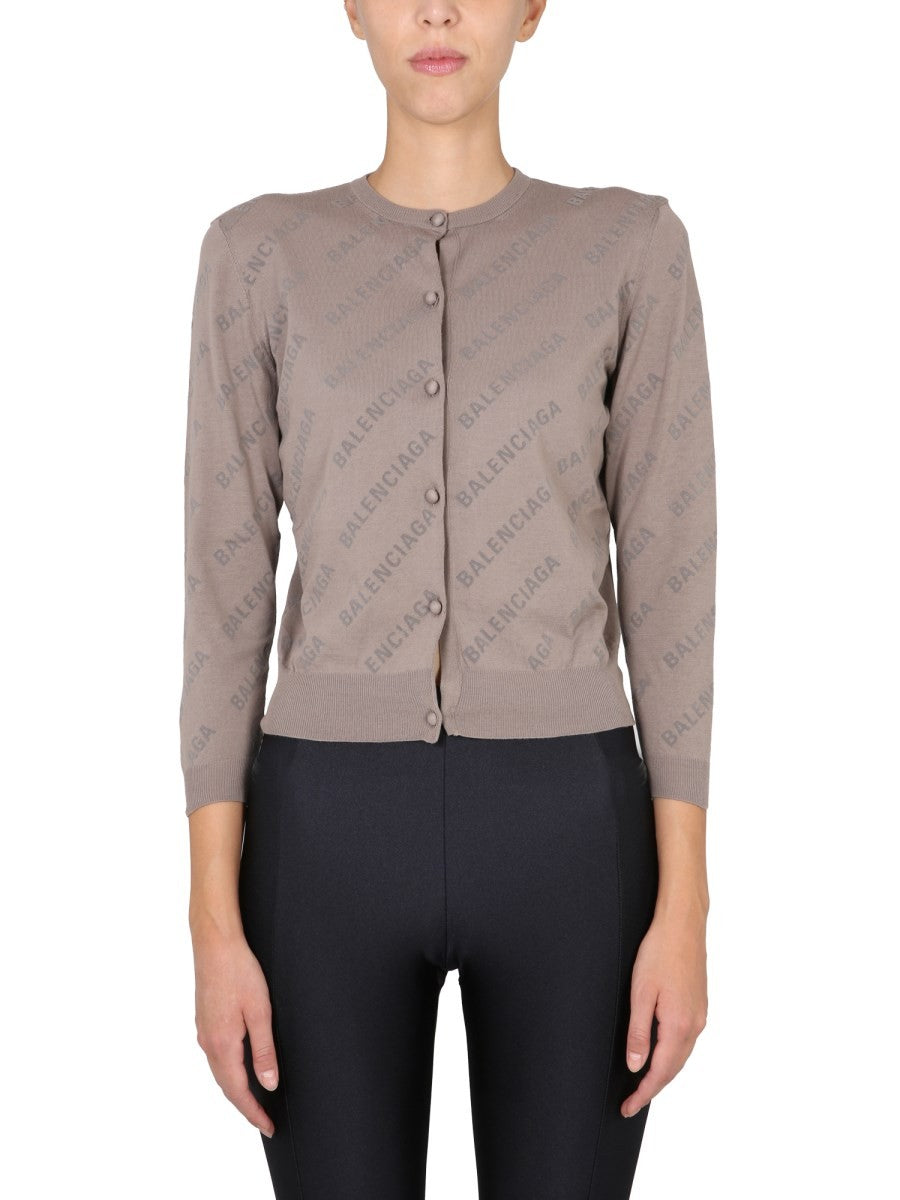 ALLOVER LOGO CROPPED CARDIGAN