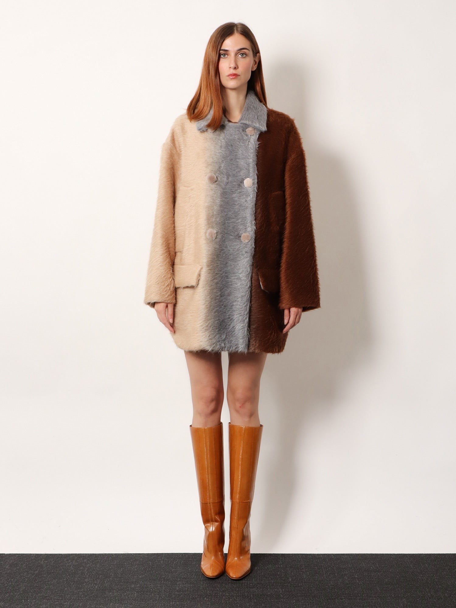 Alpaca and wool double-breasted coat