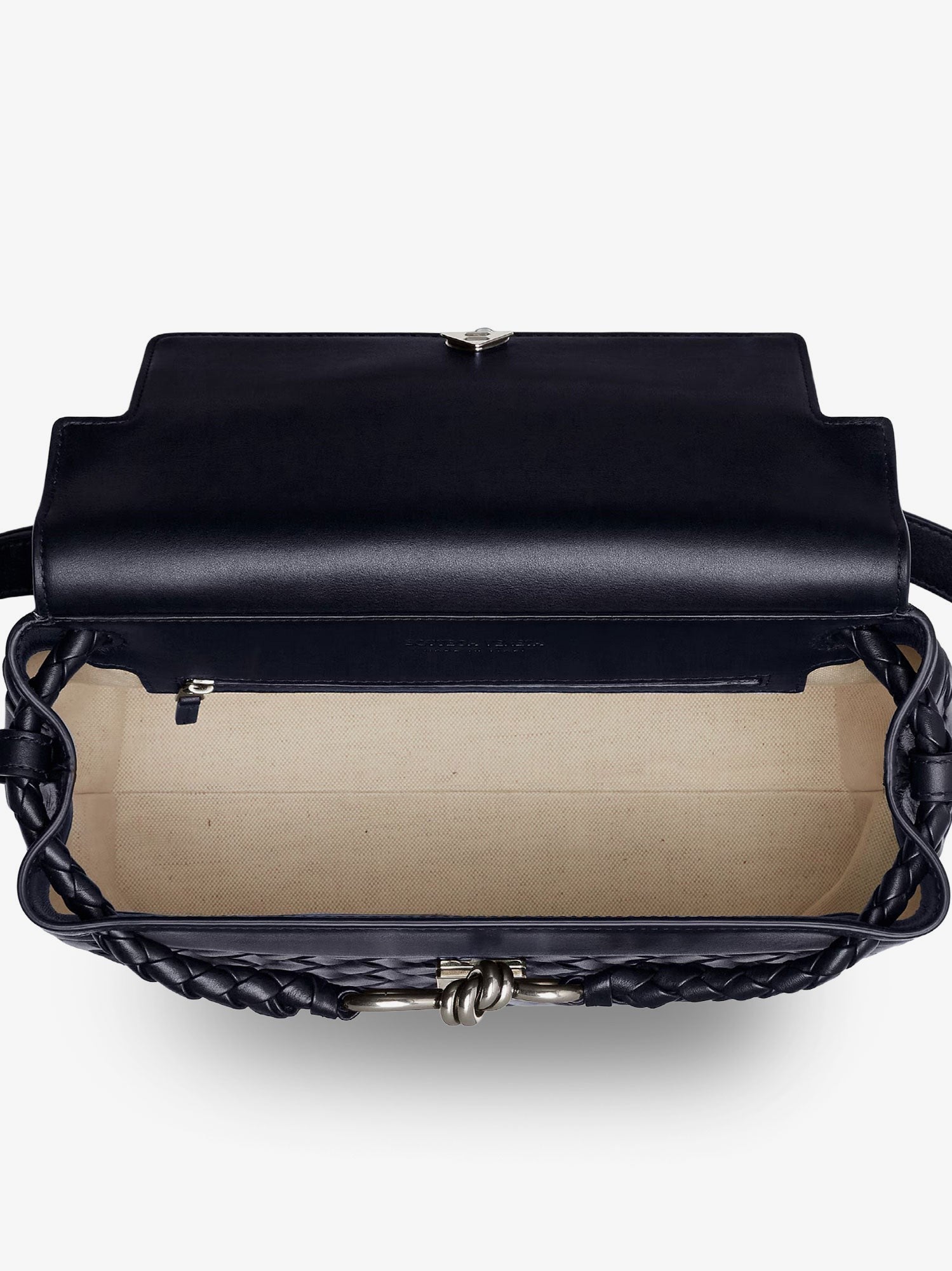 Andiamo Messenger shoulder bag in woven leather with Knot detail