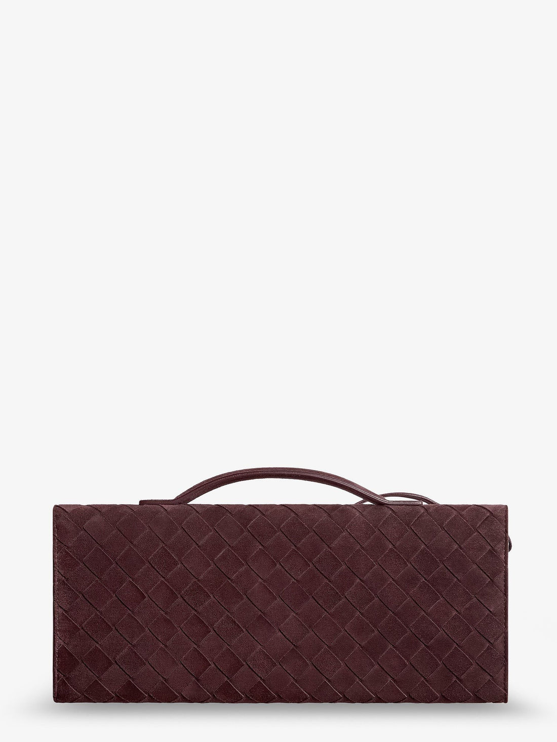 Bottega Veneta - Andiamo Suede Clutch with Intrecciato pattern DEEP MAHOGANY-M B UNI