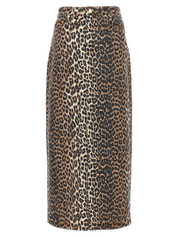 GANNI - Animal print long skirt