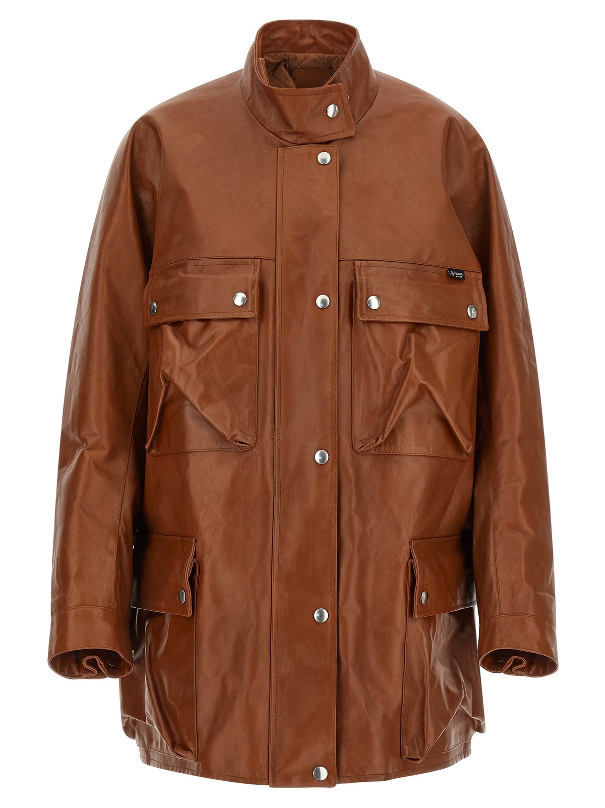 PRADA - Antiqued leather caban Brown