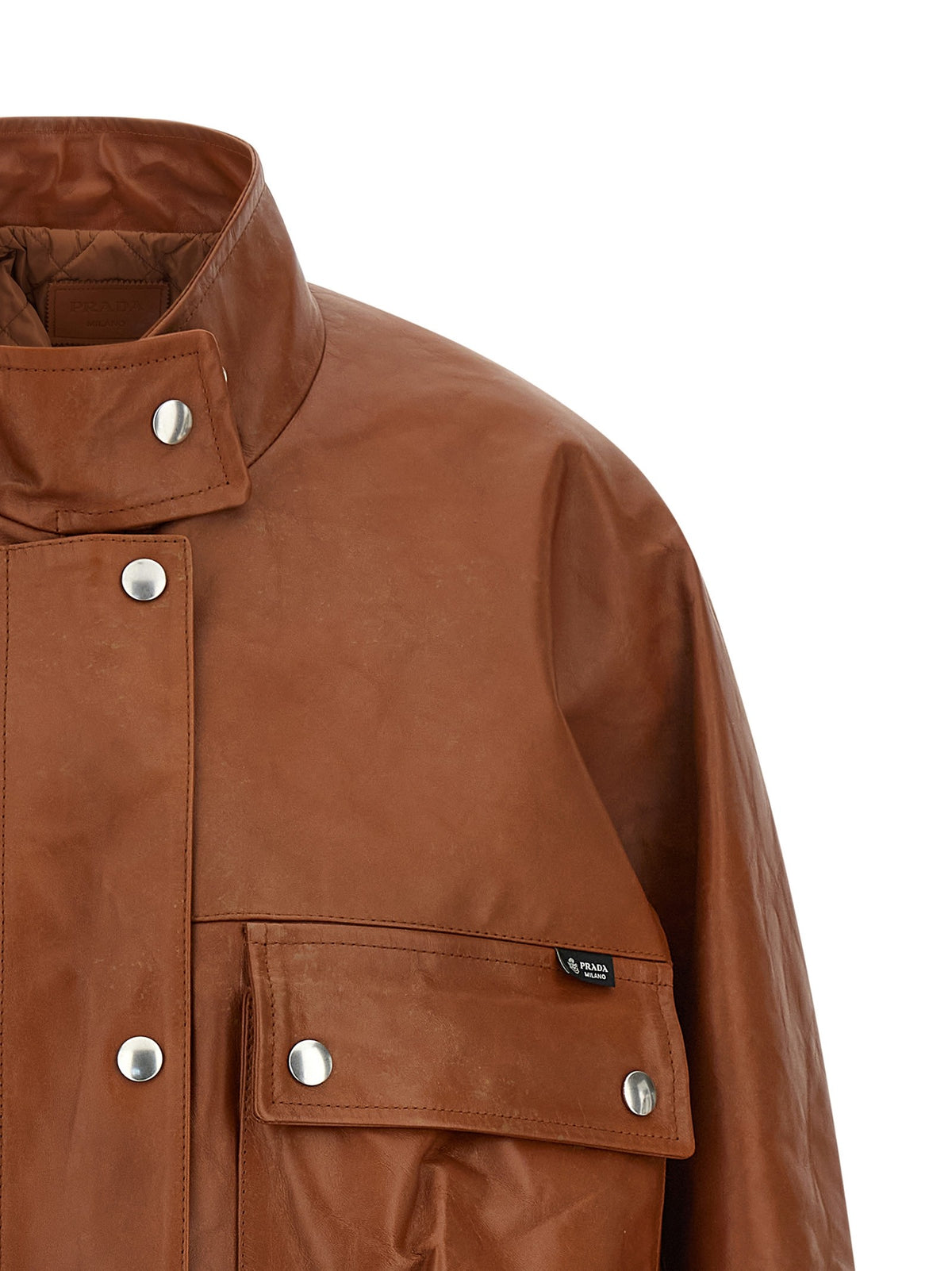 PRADA - Antiqued leather caban