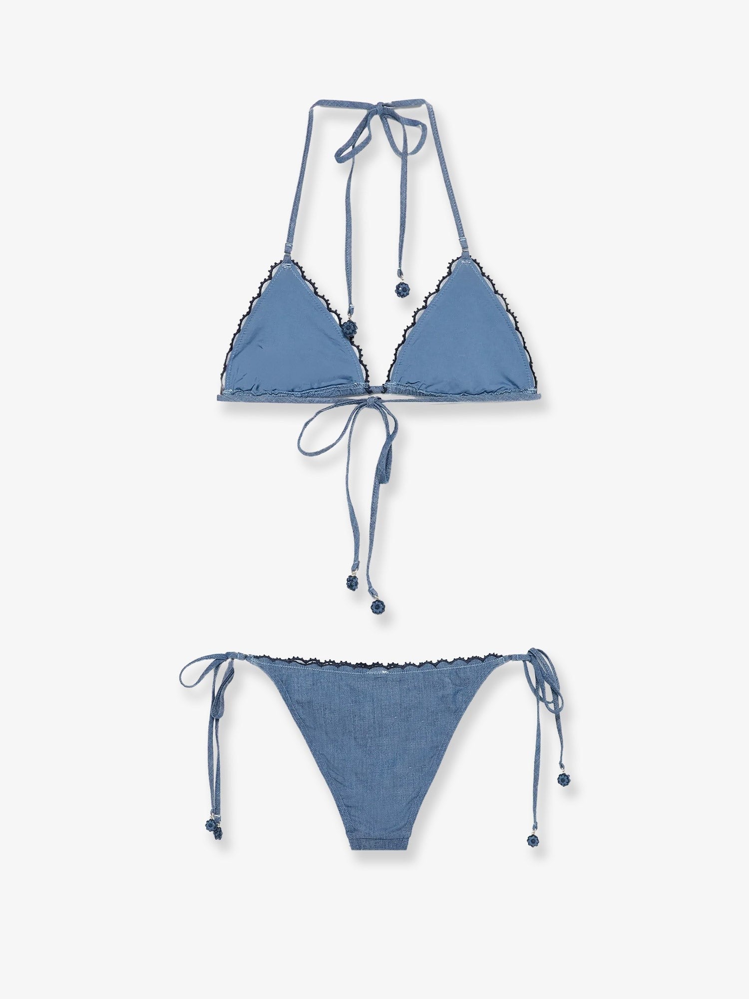ZIMMERMANN ZIMMERMANN - Aster denim bikini with all-over embroidery