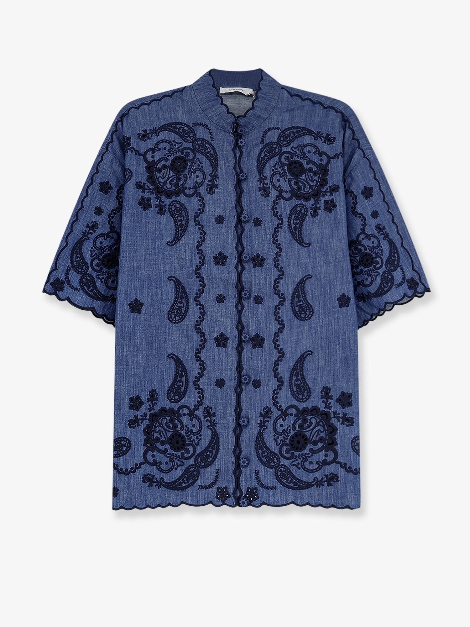 ZIMMERMANN ZIMMERMANN - Aster denim shirt with all-over contrasting embroidery