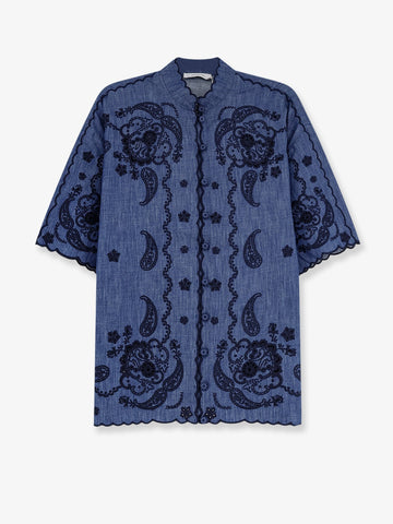 ZIMMERMANN ZIMMERMANN - Aster denim shirt with all-over contrasting embroidery