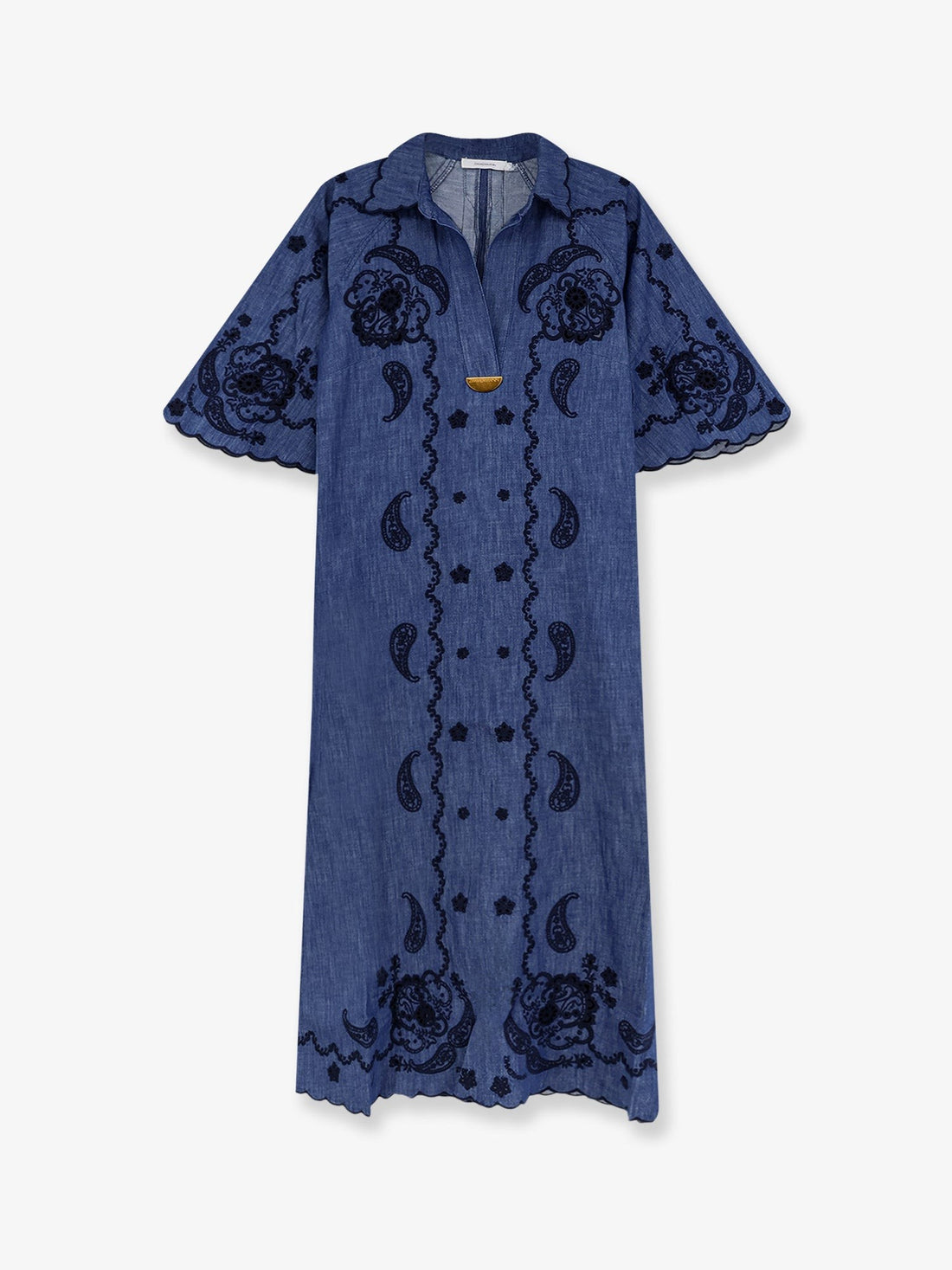 ZIMMERMANN - Aster long denim dress with contrasting embroidery aster-long-denim-dress-with-contrasting-embroidery