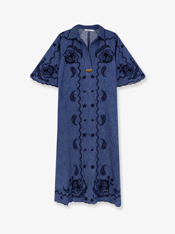 ZIMMERMANN ZIMMERMANN - Aster long denim dress with contrasting embroidery