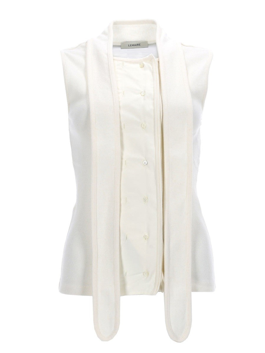 LEMAIRE LEMAIRE - ASYMMETRICAL RIBBED TOP WITH SCARF