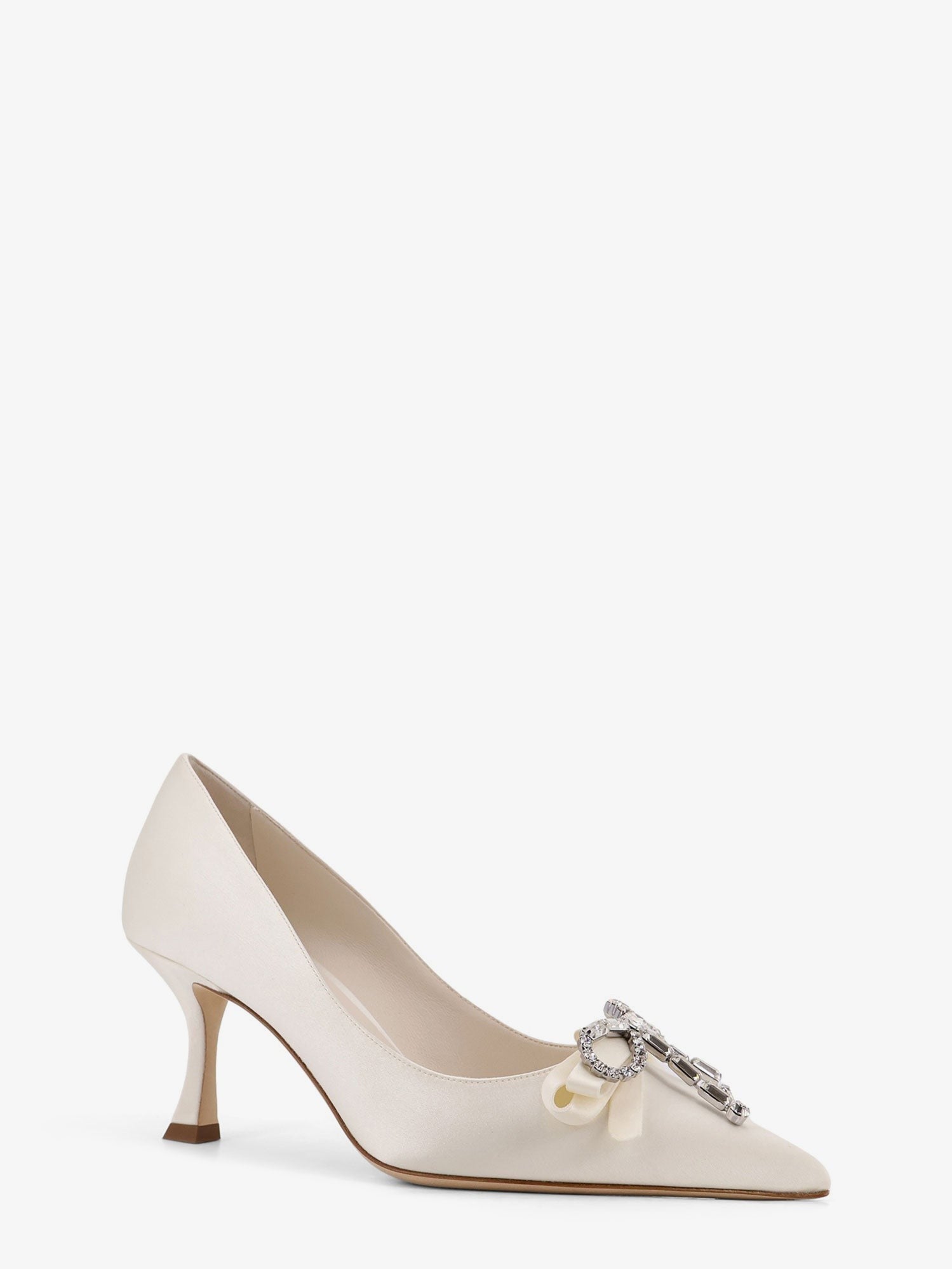 Jimmy Choo Auria satin pumps with crystal bow detail