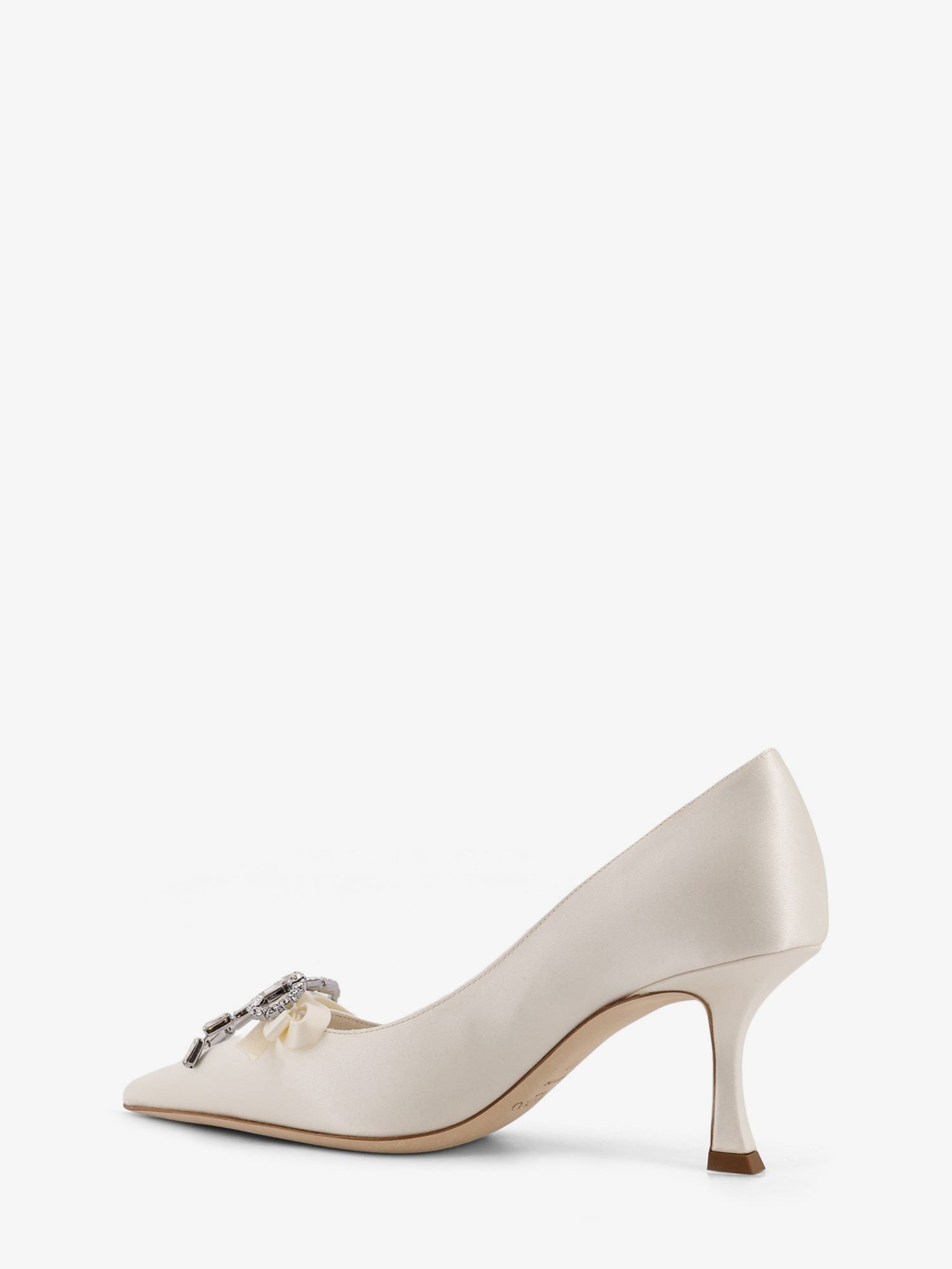 Jimmy Choo Auria satin pumps with crystal bow detail