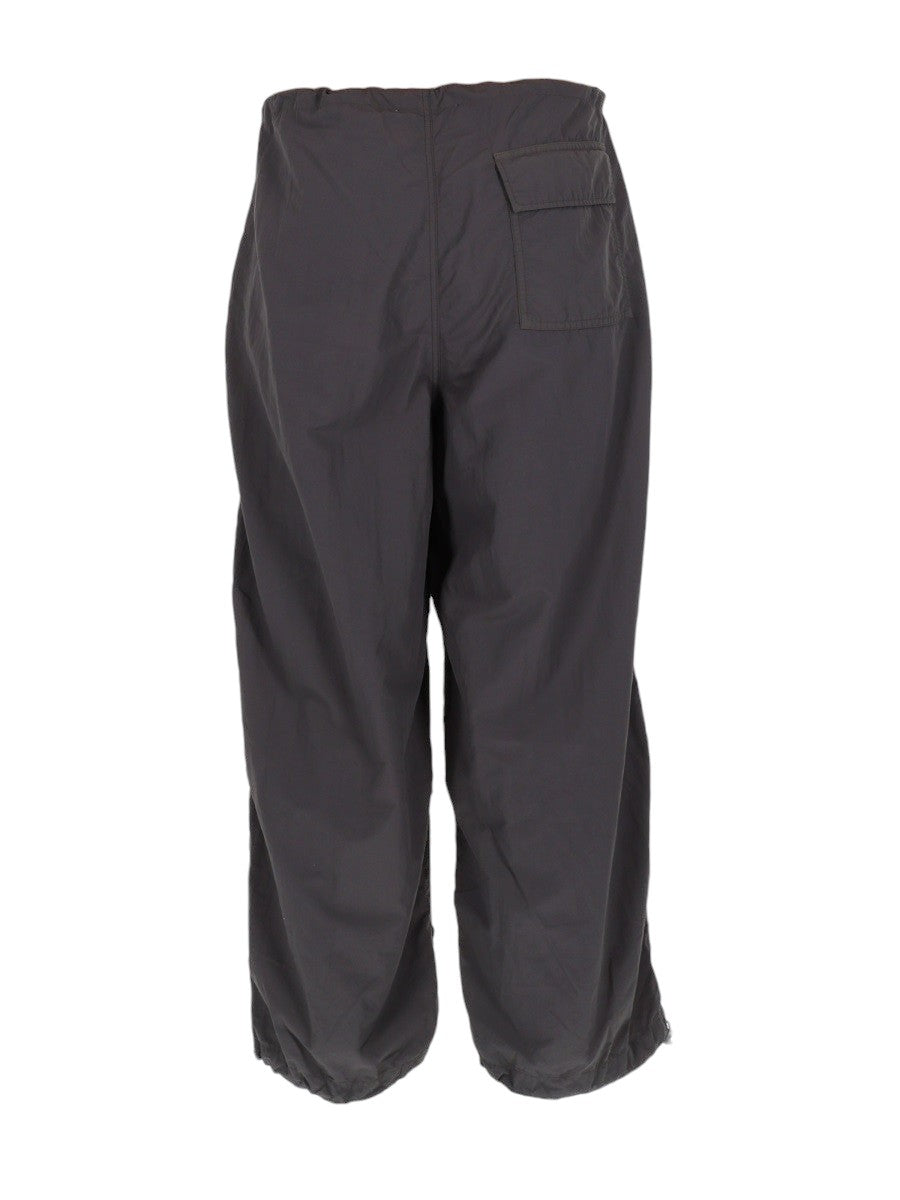 Back view of Autry grey parachute pants with rear patch pocket and gathered cuffs