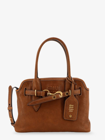 Miu Miu - Aventure leather handbag with embossed lettering logo
