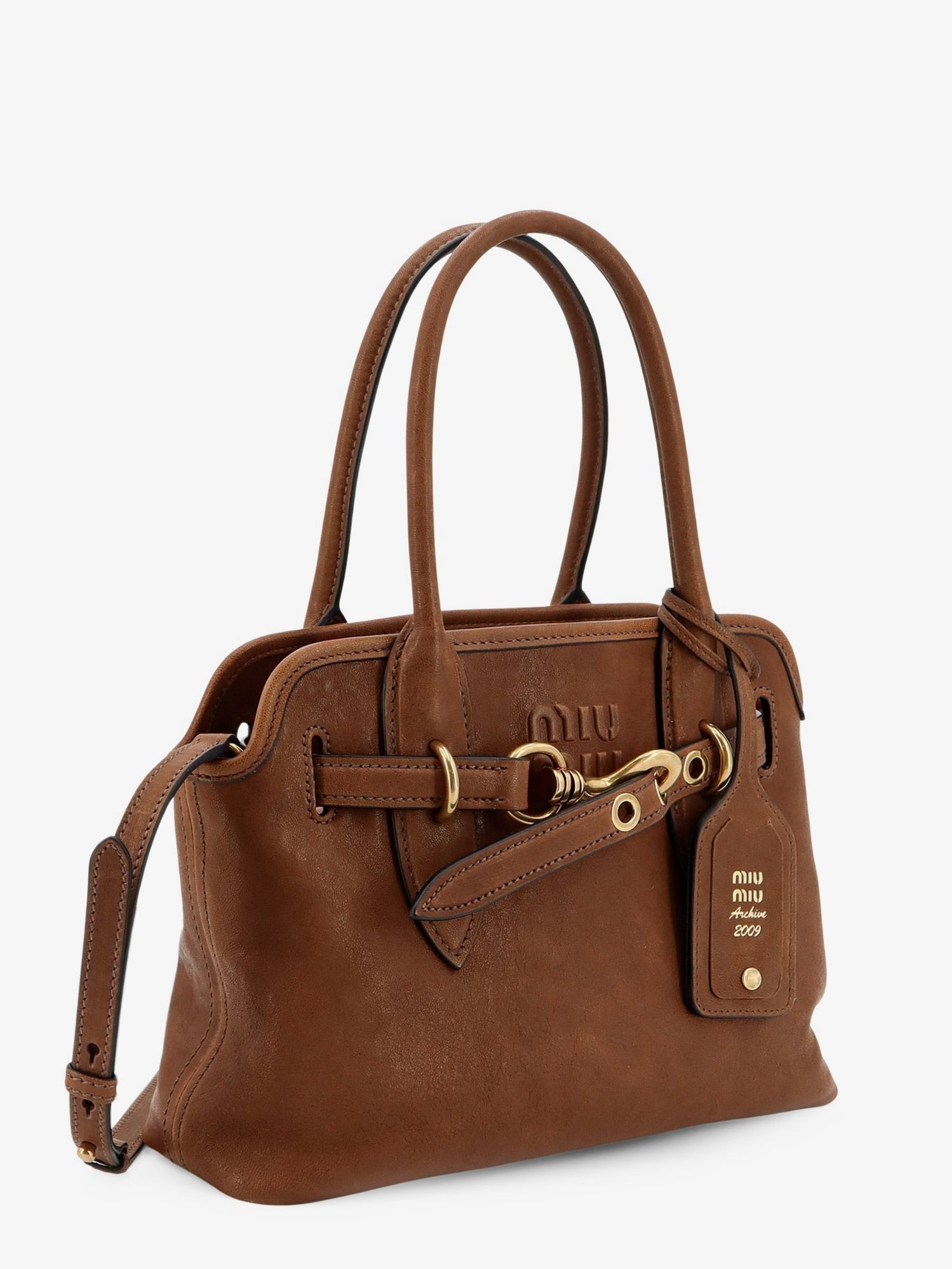 Miu Miu - Aventure leather handbag with embossed lettering logo