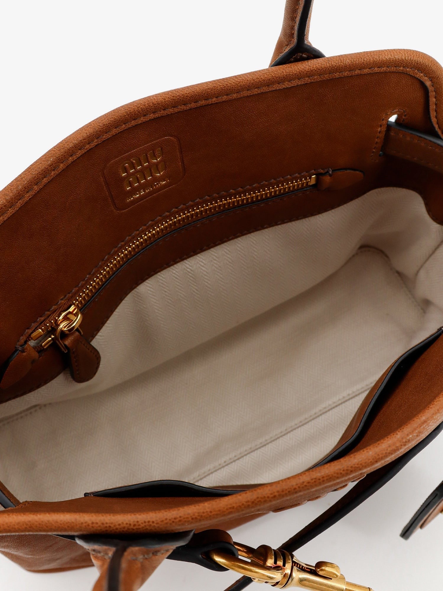 Miu Miu - Aventure leather handbag with embossed lettering logo