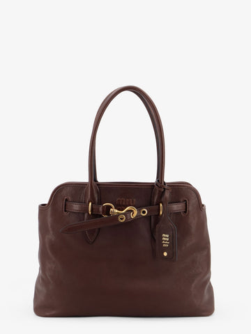 Miu Miu - Aventure leather handbag with front lettering logo
