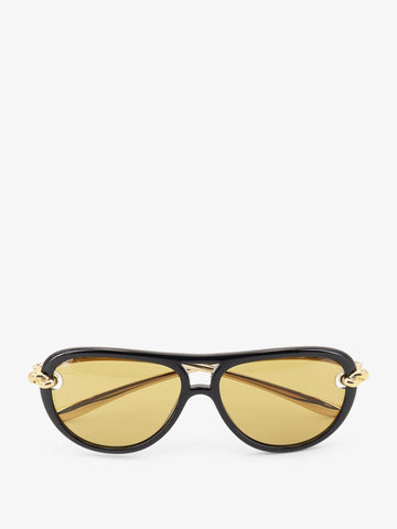 Bottega Veneta - Aviator Knot acetate sunglasses BLACKGOLDYELLOW UNI
