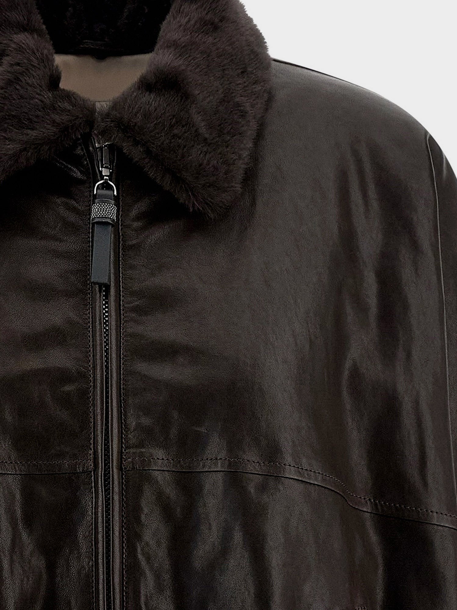 Aviator leather bomber