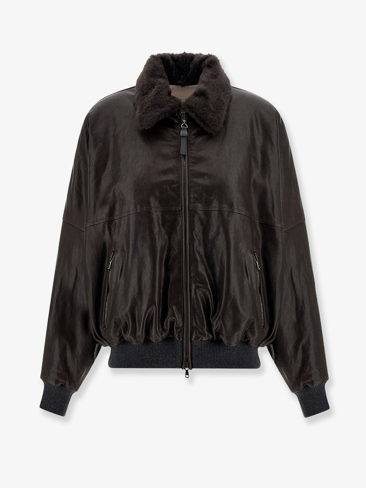 Aviator leather bomber