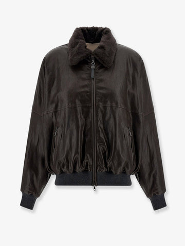 Aviator leather bomber