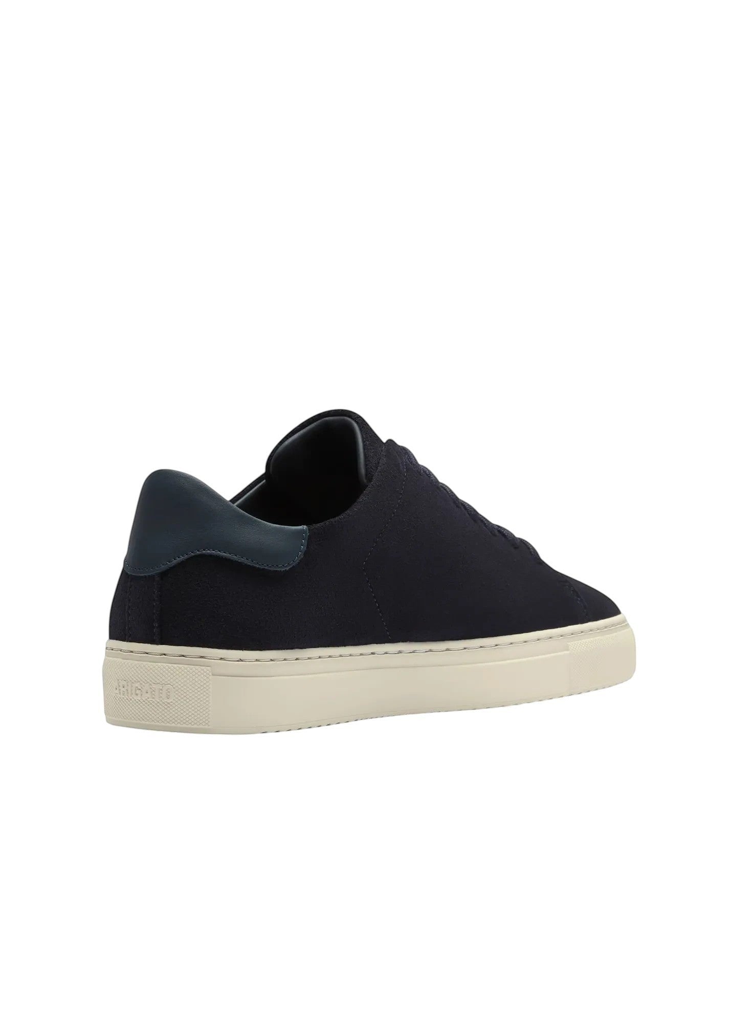 Axel Arigato Clean 90 navy suede sneakers with contrasting dark blue heel tab and cream sole.Axel Arigato navy suede sneakers featuring a premium leather heel panel and clean low-top silhouette.