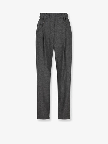 Baggy flannel trousers