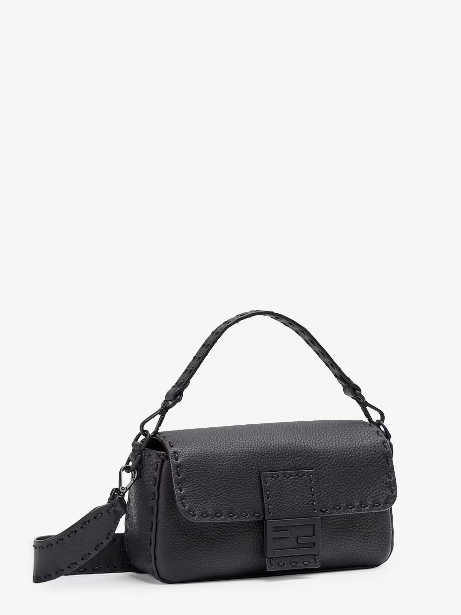 Baguette leather shoulder bag with Selleria stitchings