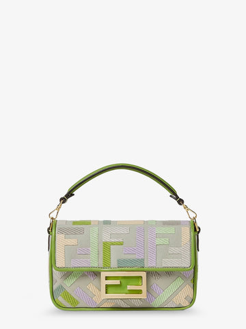 Baguette Mini multicolored FF fabric crossbody bag baguette-mini-multicolored-ff-fabric-crossbody-bag
