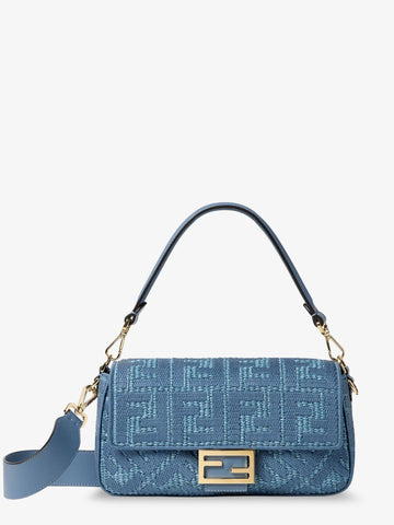 Fendi - Baguette® handbag in raffia with all-over FF embroidery