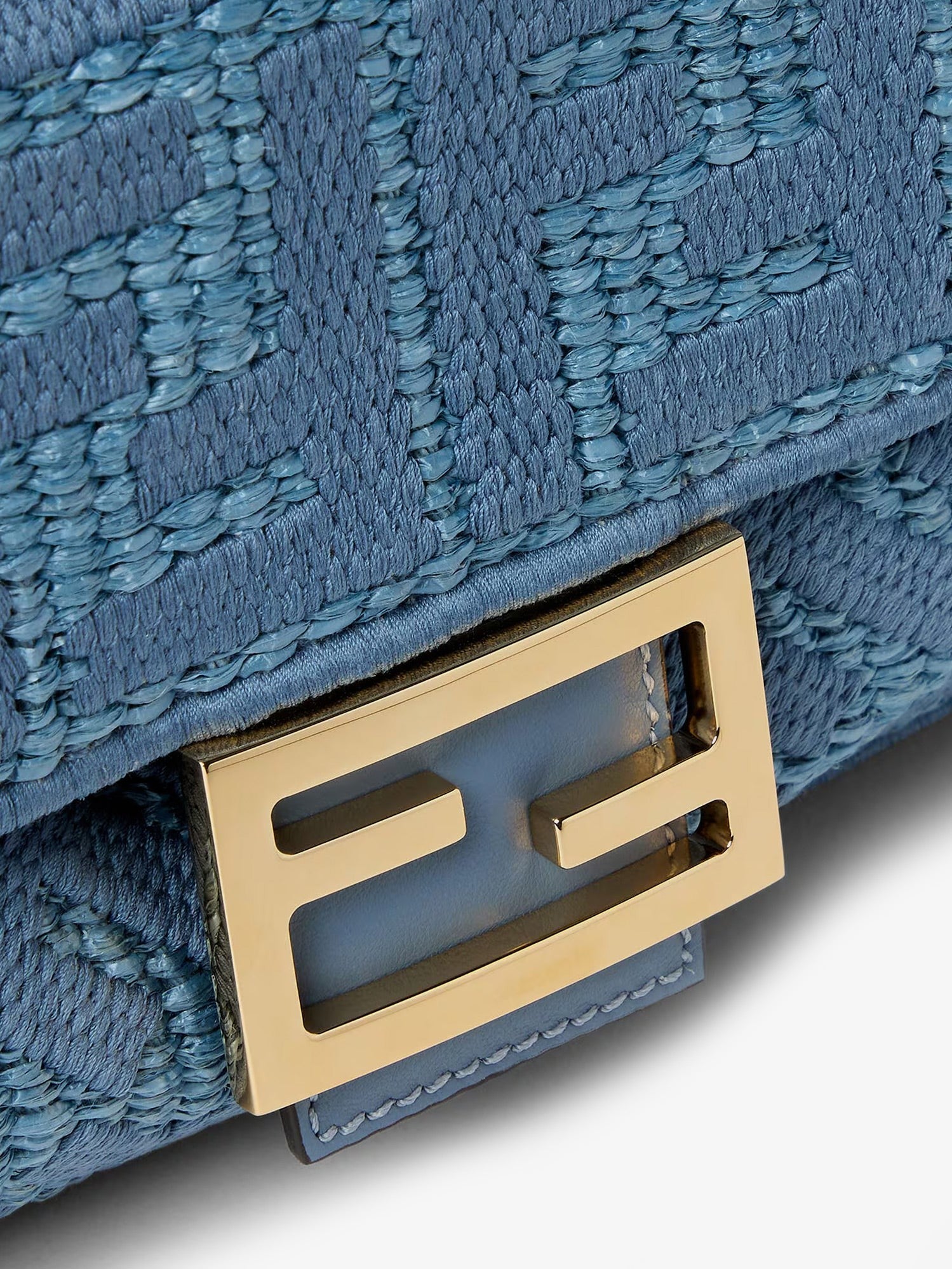 Fendi - Baguette® handbag in raffia with all-over FF embroidery