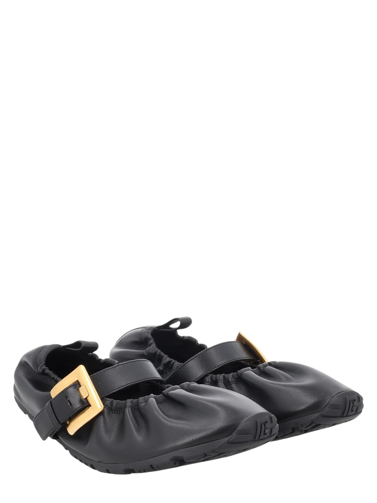 Balmain - Anthem Leather Ballet Flats - Black balmain-anthem-black-leather-ballet-flats-angled-jpg