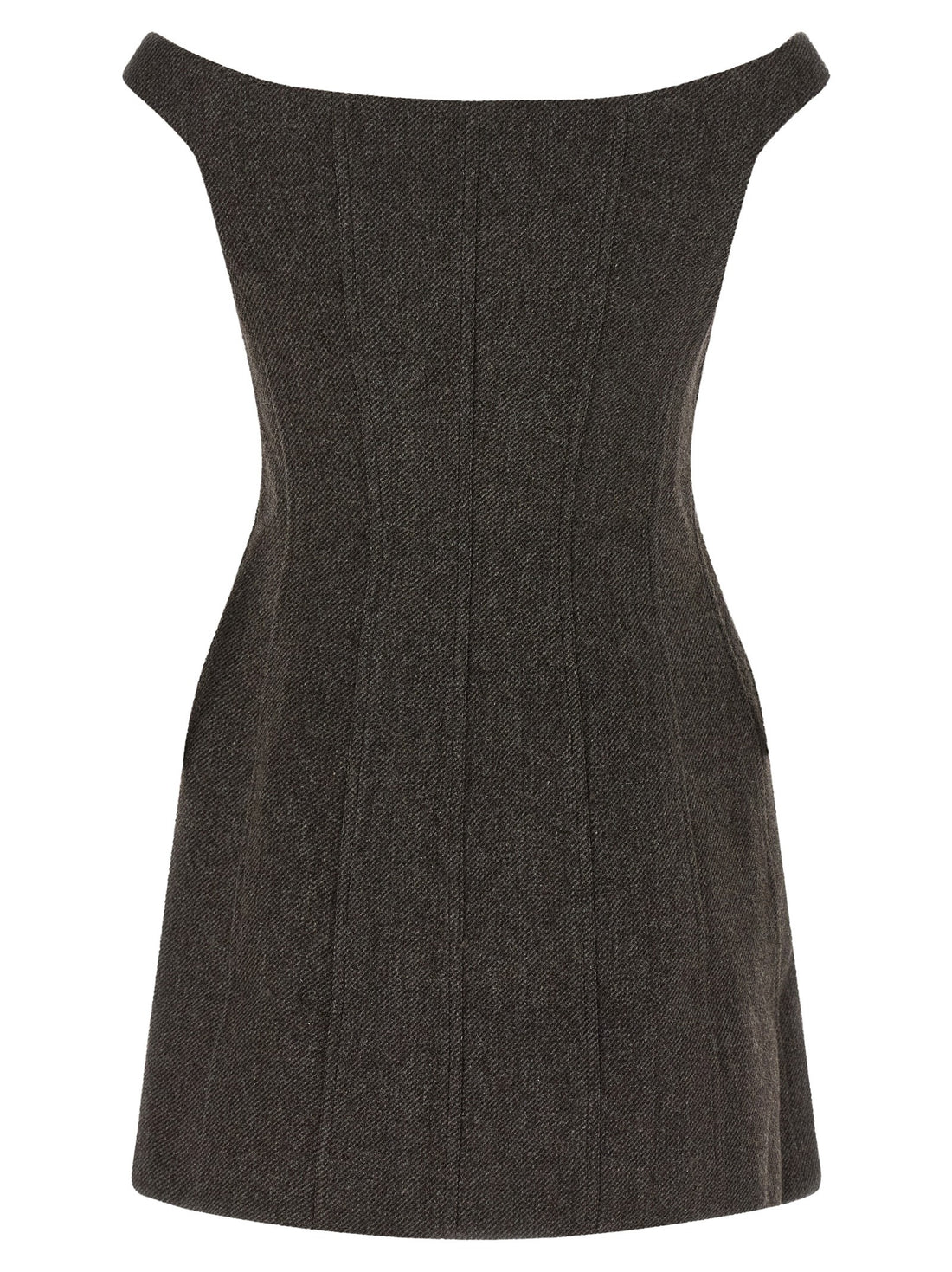 SELF-PORTRAIT - Bardot Neckline Dress Brown