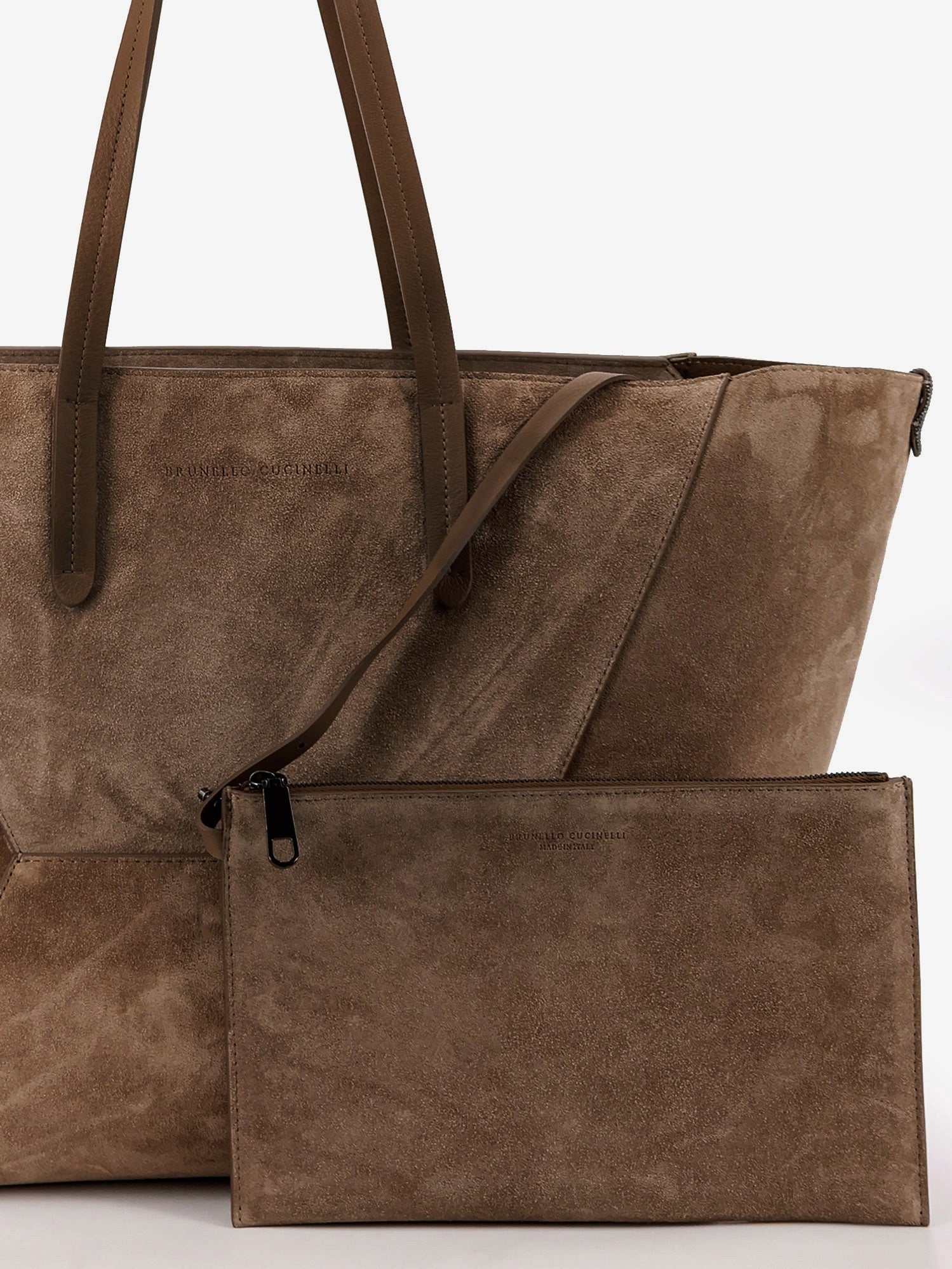 Brunello Cucinelli - BC Duo suede shoulder bag with engraved logo