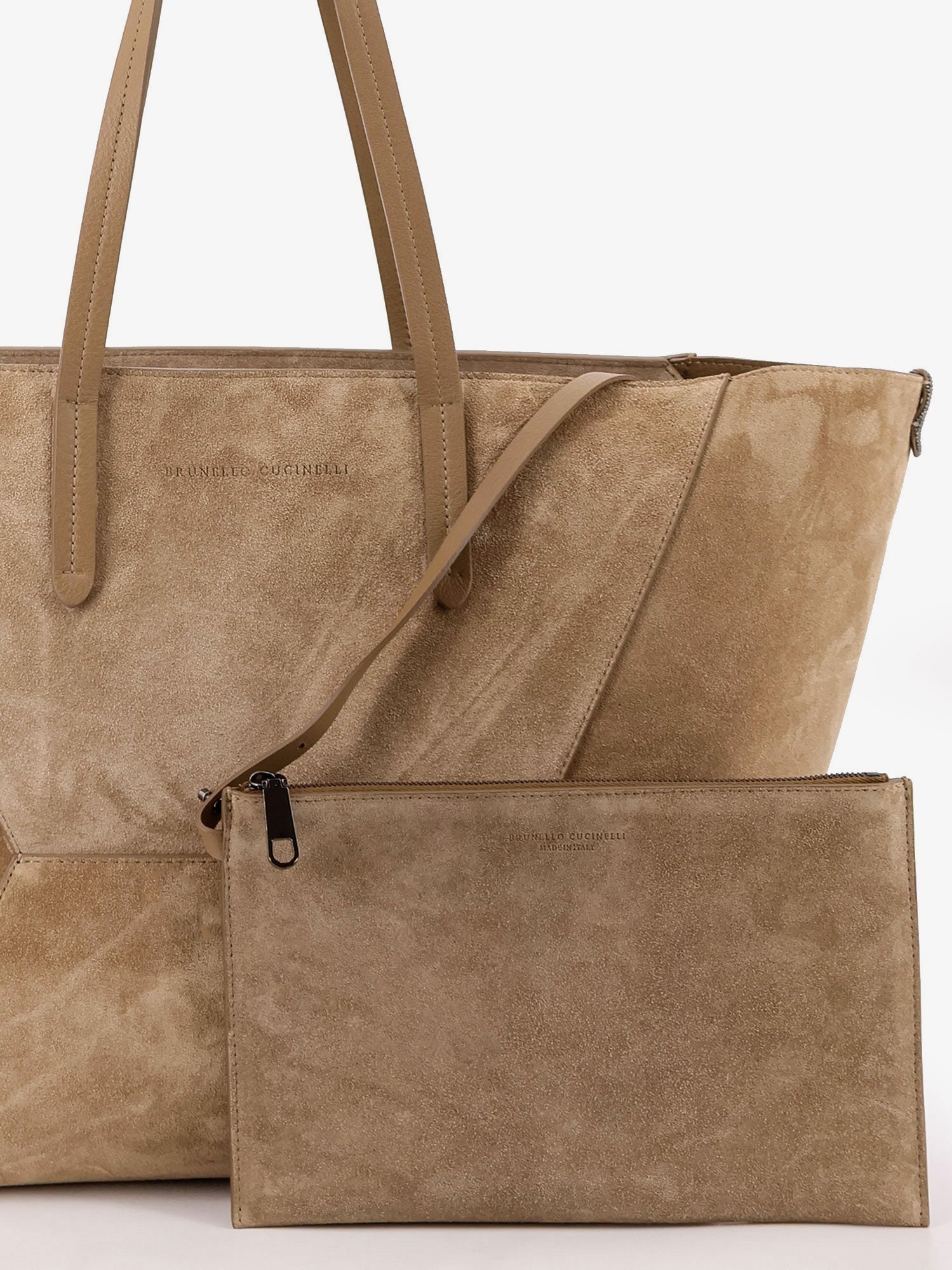 Brunello Cucinelli - BC Duo suede shoulder bag with engraved logo
