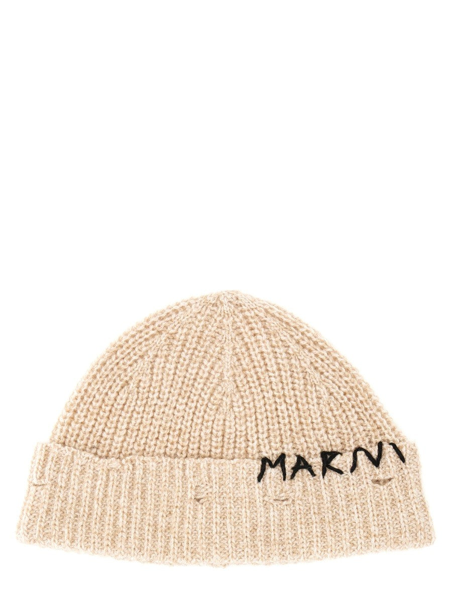 BEANIE HAT WITH "MARNI MENDING" EMBROIDERY