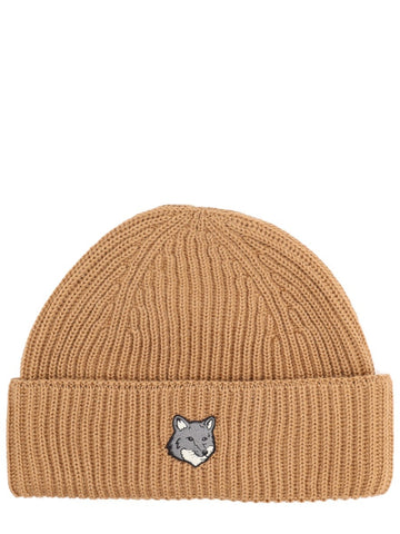Maison Kitsuné - Beanie with Fox Patch - Brown beanie-with-fox-patch_ac5f1c30-06b3-4067-b037-4cc945b530b3