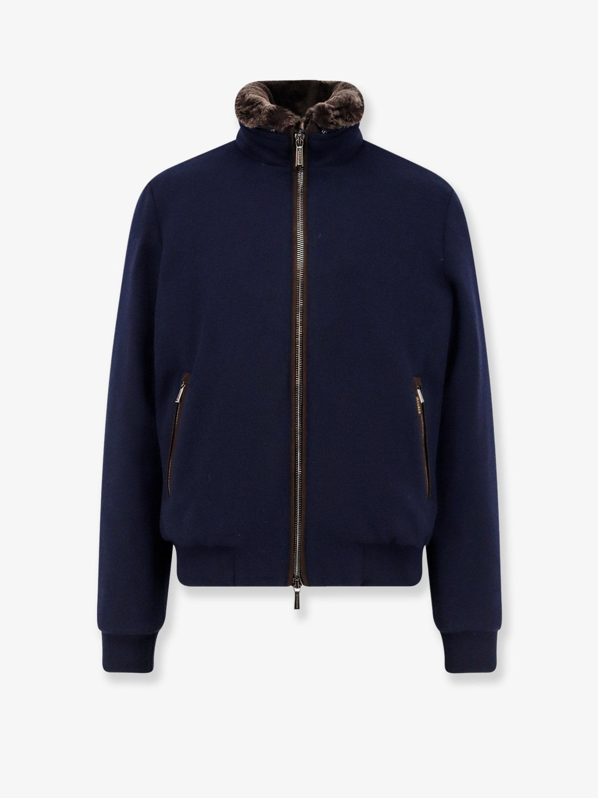 Moorer - Bellati-Mrw wool and cashmere jacket with fur detail Navy