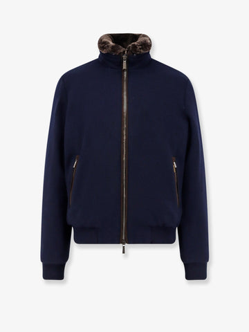 Moorer - Bellati-Mrw wool and cashmere jacket with fur detail Navy