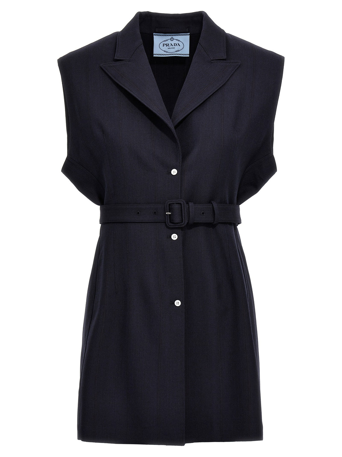 PRADA - Belt wool vest Blue