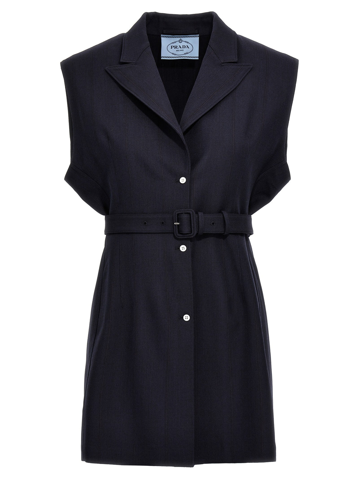 PRADA - Belt wool vest Blue